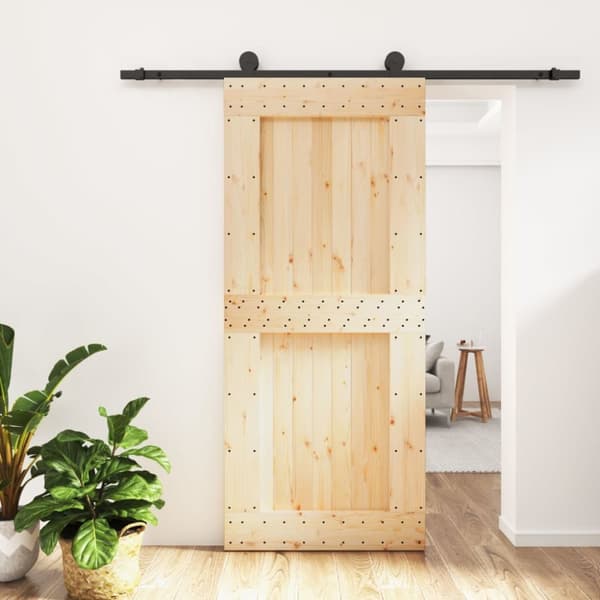 Skjutdörr med beslag 90x210 cm massiv furu