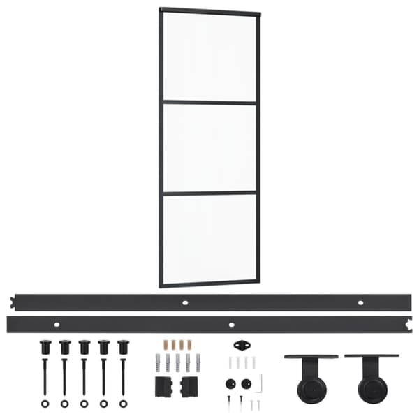 Skjutdörr med beslagset ESG glas och aluminium 76x205 cm