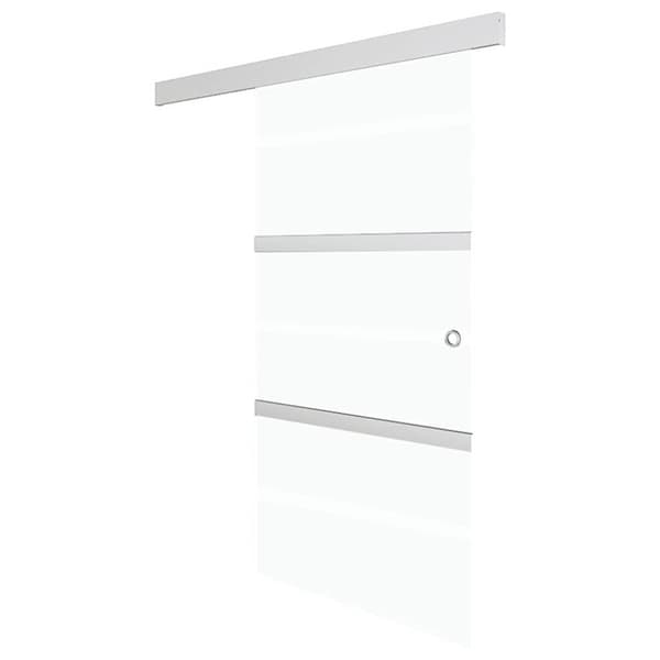 Skjutdörr ESG-glas och aluminium 76x205 cm silver