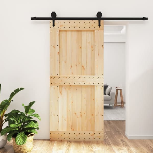 Skjutdörr med beslag 95x210 cm massiv furu