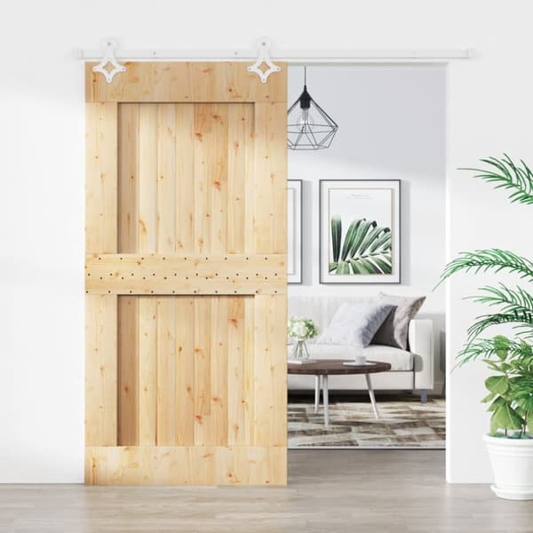 Skjutdörr med beslag 100x210 cm massiv furu