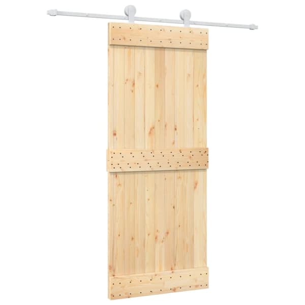 Skjutdörr med beslag 85x210 cm massiv furu