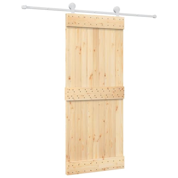 Skjutdörr med beslag 85x210 cm massiv furu
