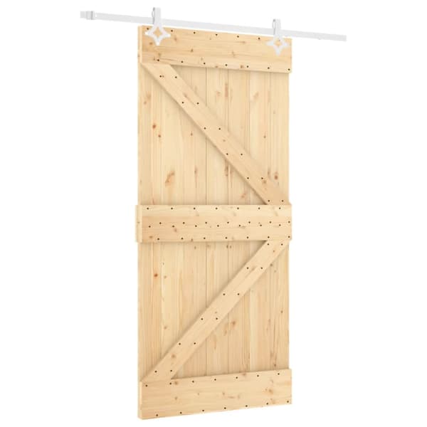 Skjutdörr med beslag 100x210 cm massiv furu