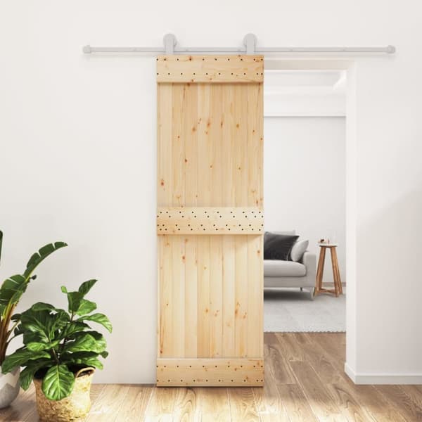 Skjutdörr med beslag 70x210 cm massiv furu