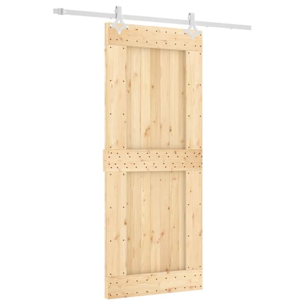 Skjutdörr med beslag 85x210 cm massiv furu