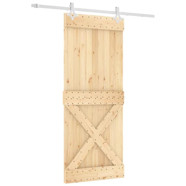 Skjutdörr med beslag 85x210 cm massiv furu