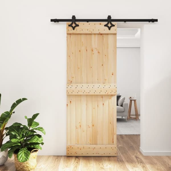 Skjutdörr med beslag 80x210 cm massiv furu