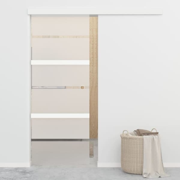 Skjutdörr med mjukstopp ESG-glas och aluminium 76x205 cm