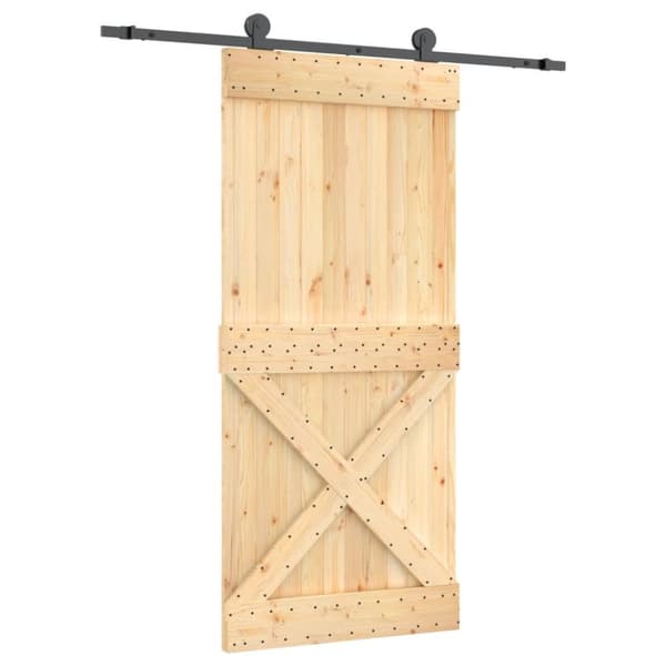 Skjutdörr med beslag 95x210 cm massiv furu