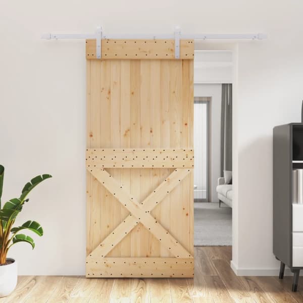 Skjutdörr med beslag 95x210 cm massiv furu