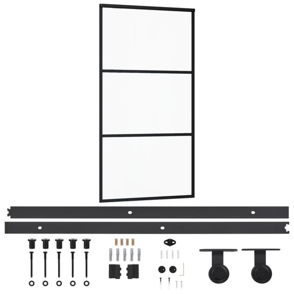 Skjutdörr med beslagset ESG glas och aluminium 102x205 cm
