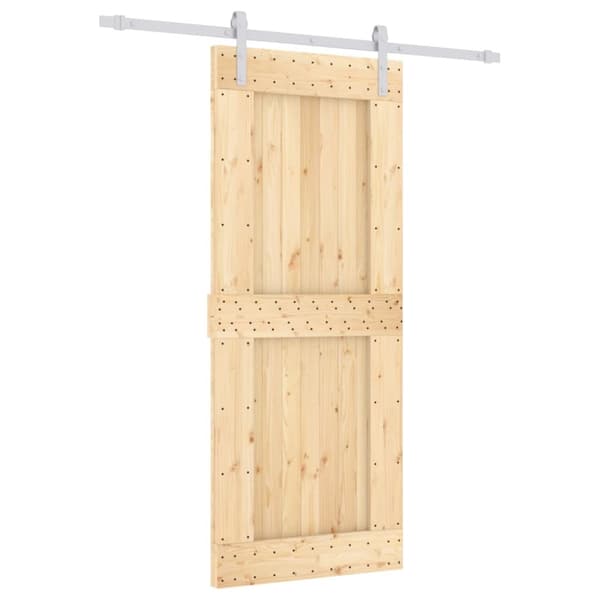 Skjutdörr med beslag 85x210 cm massiv furu