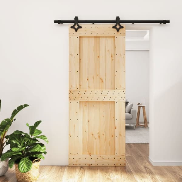 Skjutdörr med beslag 85x210 cm massiv furu