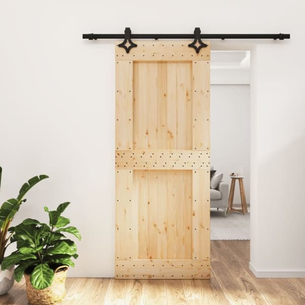Skjutdörr med beslag 85x210 cm massiv furu