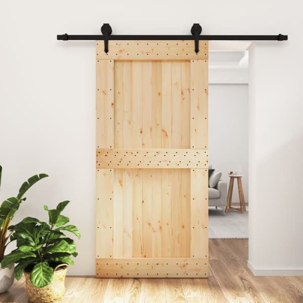 Skjutdörr med beslag 100x210 cm massiv furu
