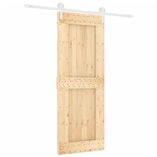 Skjutdörr med beslag 80x210 cm massiv furu