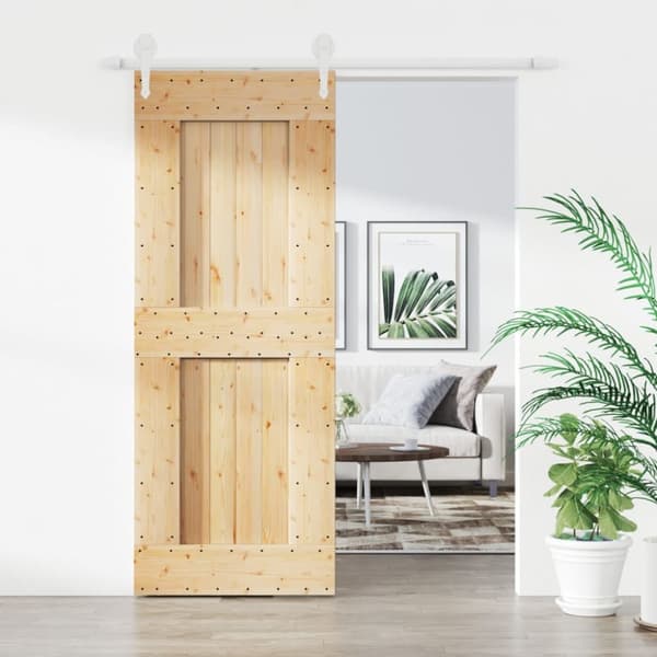 Skjutdörr med beslag 80x210 cm massiv furu