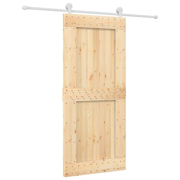 Skjutdörr med beslag 90x210 cm massiv furu