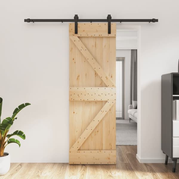 Skjutdörr med beslag 70x210 cm massiv furu