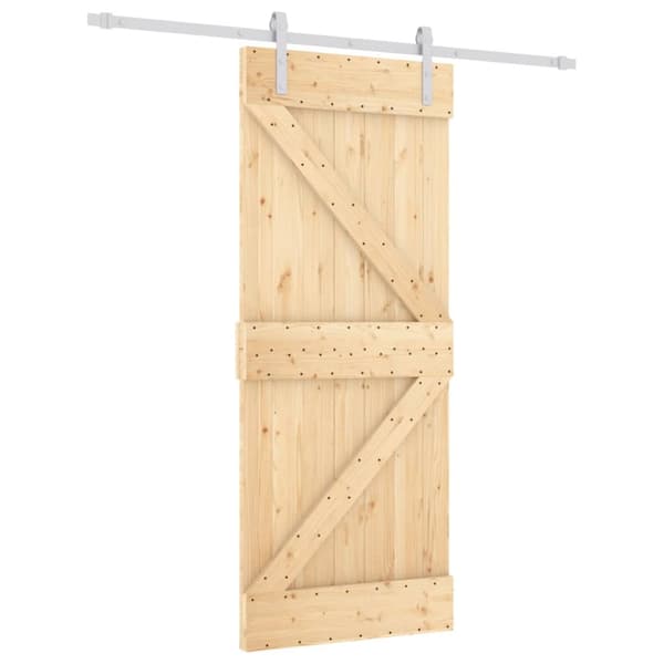 Skjutdörr med beslag 85x210 cm massiv furu
