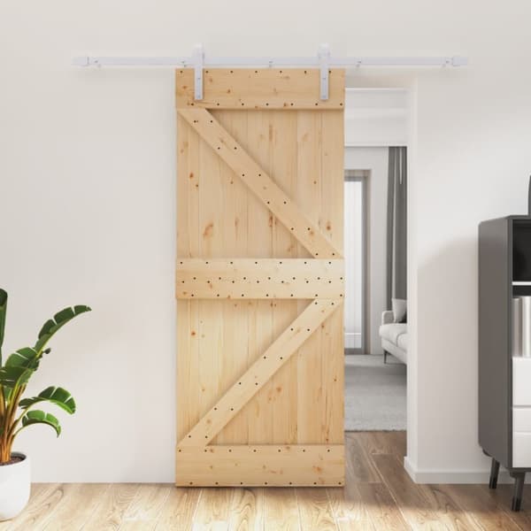 Skjutdörr med beslag 85x210 cm massiv furu