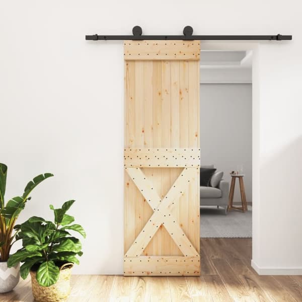 Skjutdörr med beslag 70x210 cm massiv furu