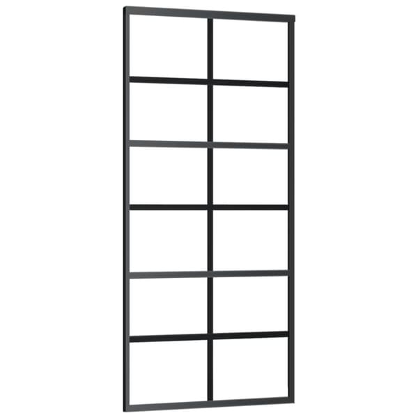 Skjutdörr ESG-glas och aluminium 90x205 cm svart