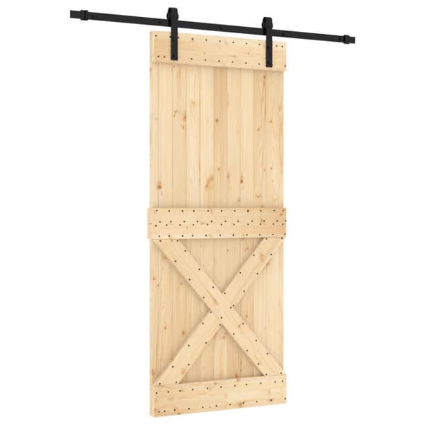 Skjutdörr med beslag 85x210 cm massiv furu
