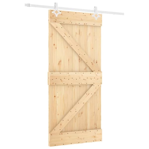 Skjutdörr med beslag 90x210 cm massiv furu