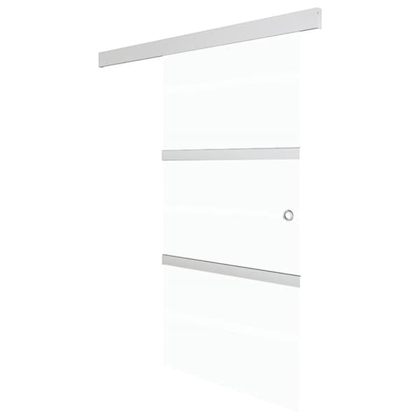 Skjutdörr ESG-glas och aluminium 90x205 cm silver