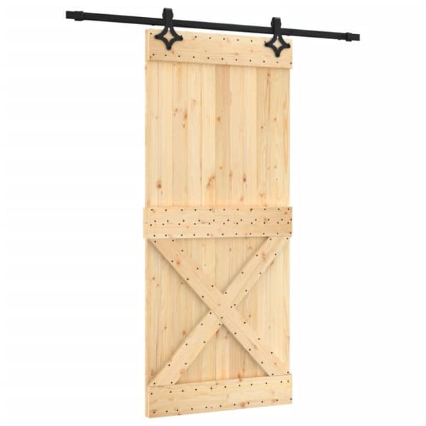 Skjutdörr med beslag 90x210 cm massiv furu