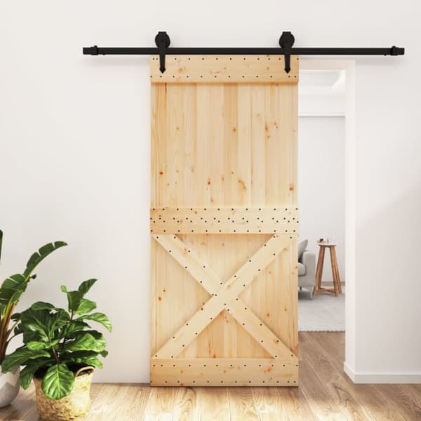 Skjutdörr med beslag 95x210 cm massiv furu