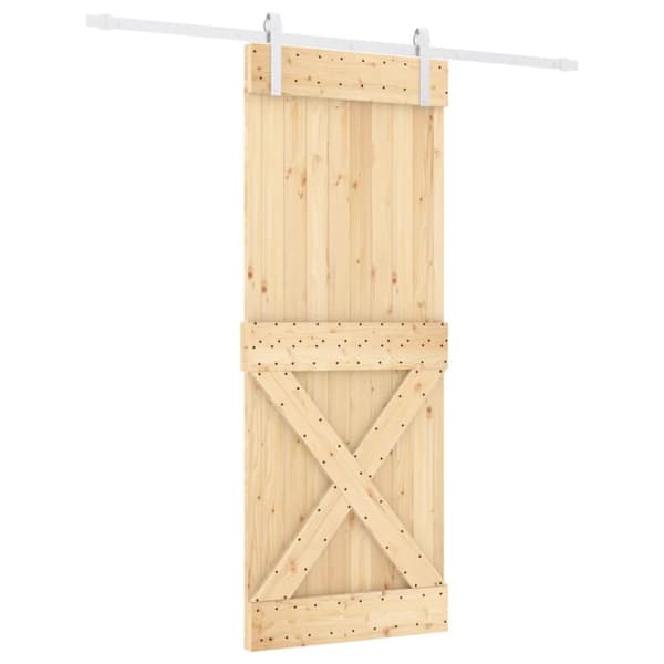 Skjutdörr med beslag 80x210 cm massiv furu