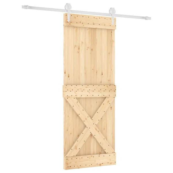 Skjutdörr med beslag 80x210 cm massiv furu