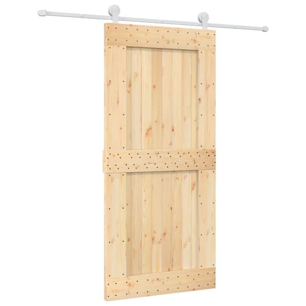 Skjutdörr med beslag 95x210 cm massiv furu