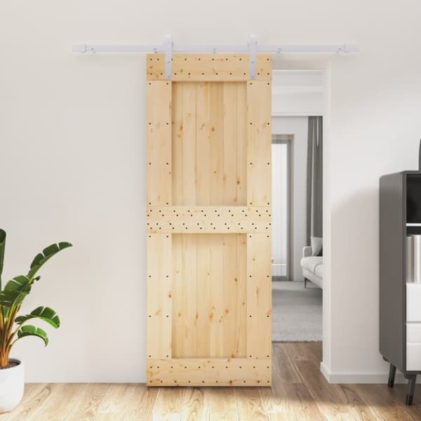 Skjutdörr med beslag 80x210 cm massiv furu