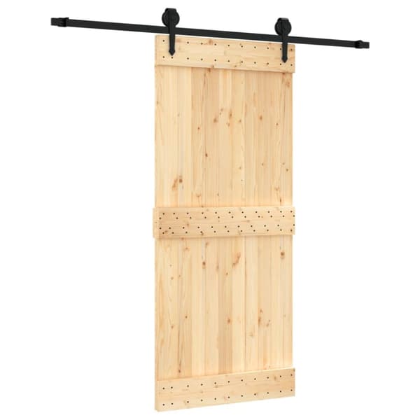Skjutdörr med beslag 90x210 cm massiv furu