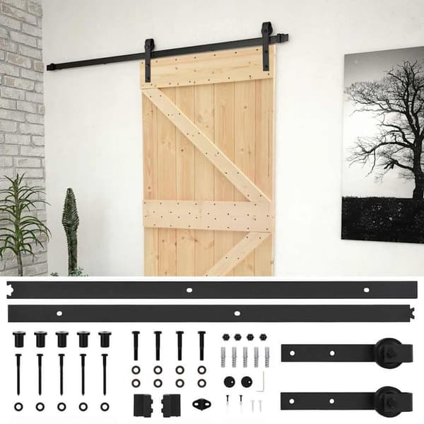 Skjutdörr med beslag 80x210 cm massiv furu