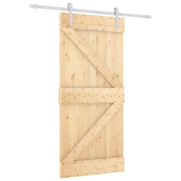 Skjutdörr med beslag 90x210 cm massiv furu