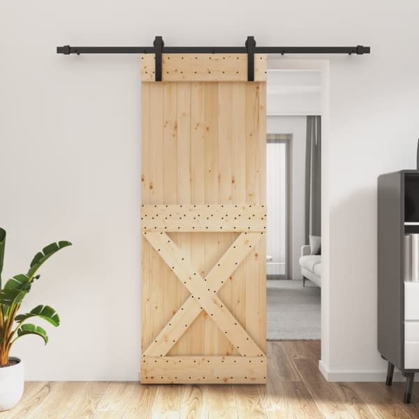 Skjutdörr med beslag 80x210 cm massiv furu