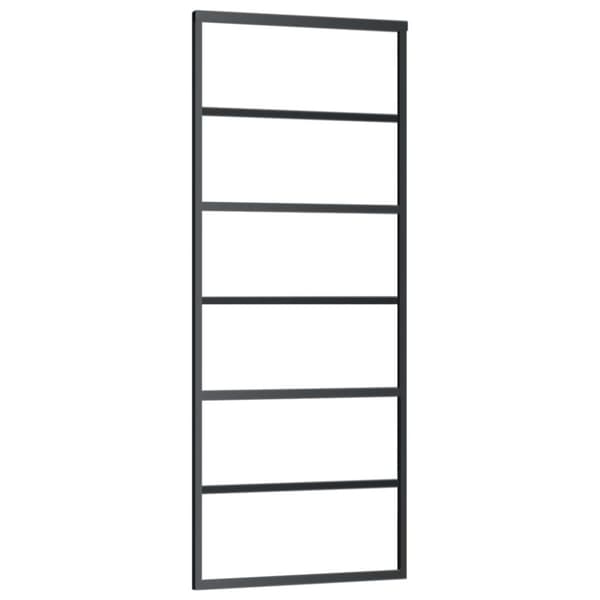 Skjutdörr ESG-glas och aluminium 76x205 cm svart