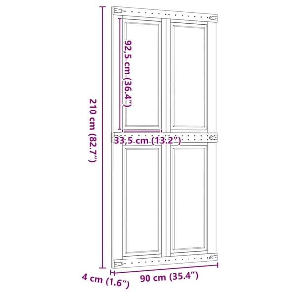 vidaXL Låvedør CORONA 90x210 cm heltre furu