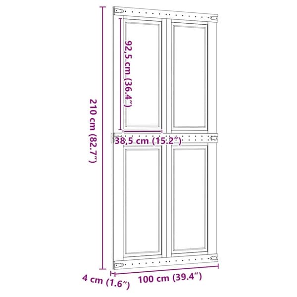 vidaXL Ladugårdsdörr CORONA 100x210 cm massiv furu