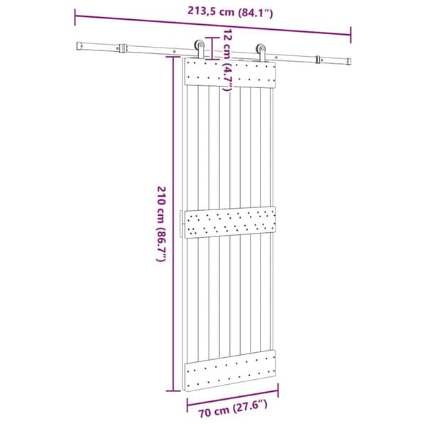 vidaXL Liukuovi asennustarvikkeineen 70x210 cm täysi mänty
