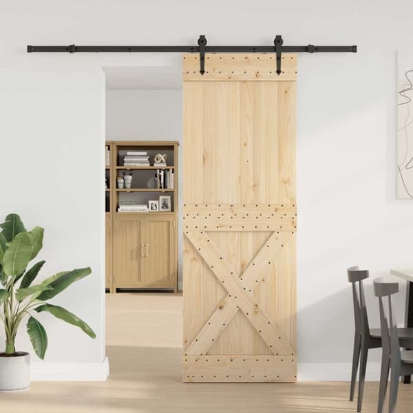 vidaXL Skyvedør med monteringstilbehør 80x210 cm heltre furu