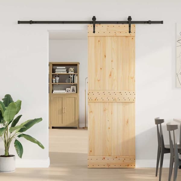 vidaXL skydedør med monteringssæt 70x210 cm massivt fyrretræ