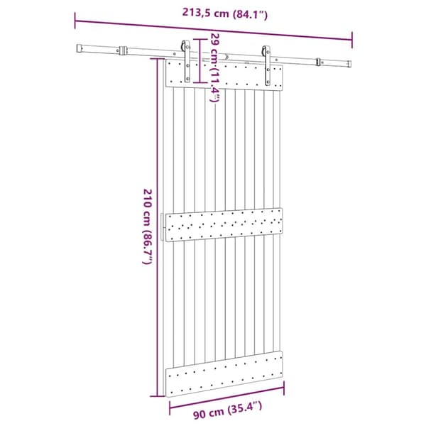 vidaXL Liukuovi asennustarvikkeineen 90x210 cm täysi mänty