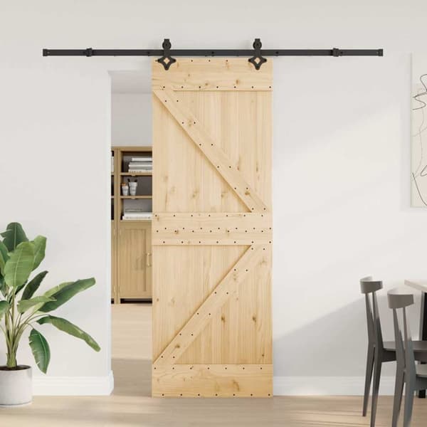 vidaXL skydedør med monteringssæt 70x210 cm massivt fyrretræ