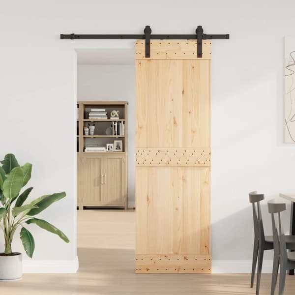 vidaXL skydedør med monteringssæt 70x210 cm massivt fyrretræ